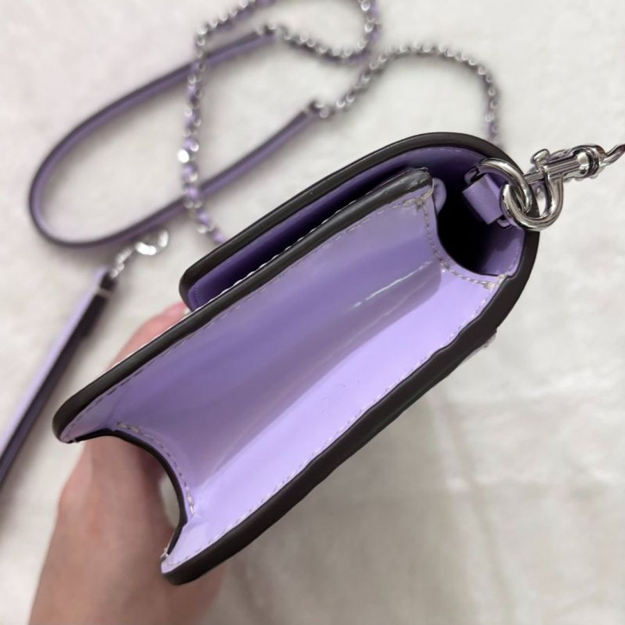 Tory Burch 漆皮翻蓋單肩包 TB WOC 鍊條小方包(紫色)-10