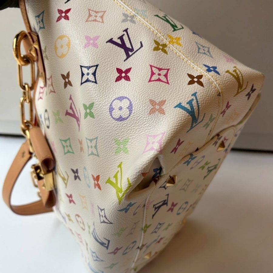 LV 白彩蝴蝶結金釦大托特包 絕版季節款-13