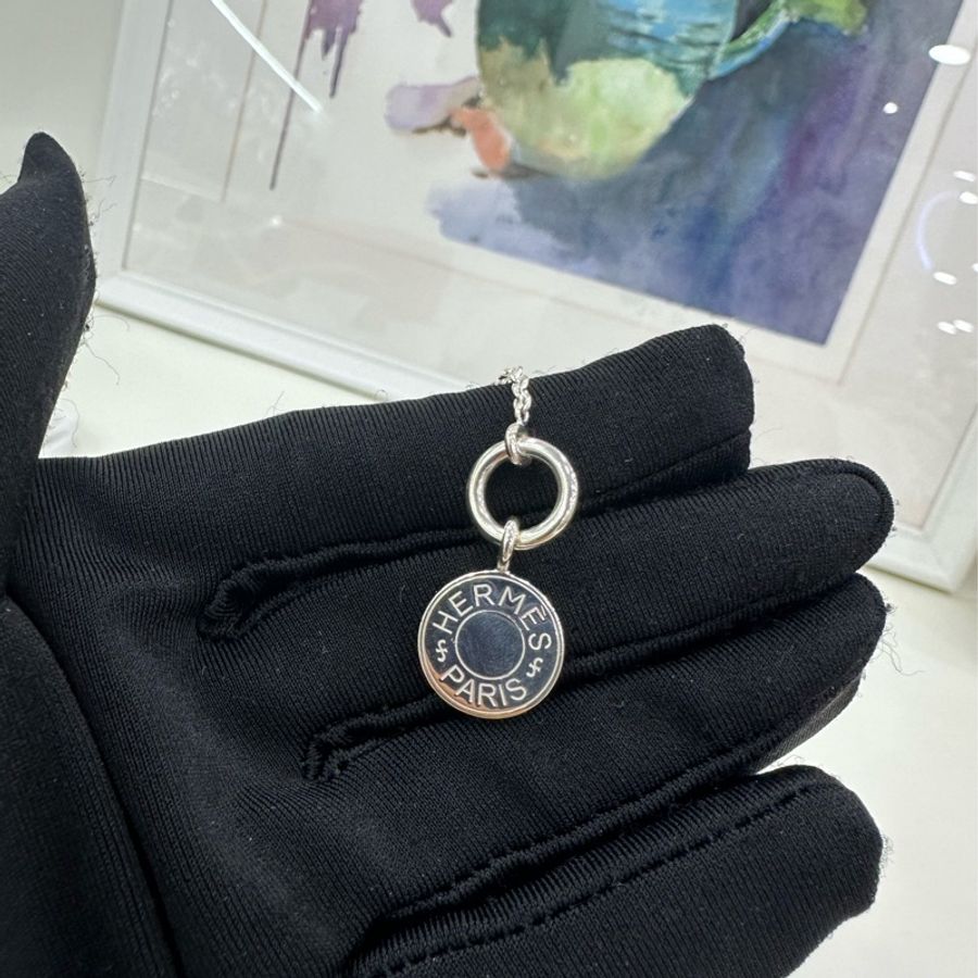 Hermes 925銀 圓牌項鍊-6