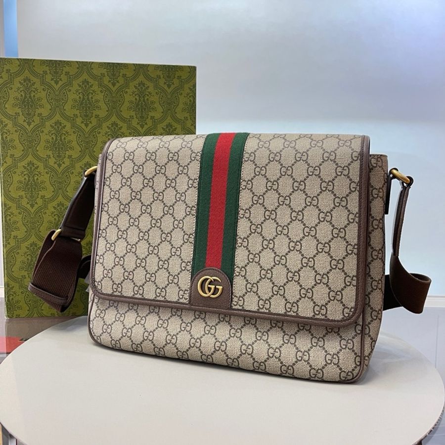 Gucci Ophidia系列GG大號斜挎包 經典老花郵差包 尺寸約33-1