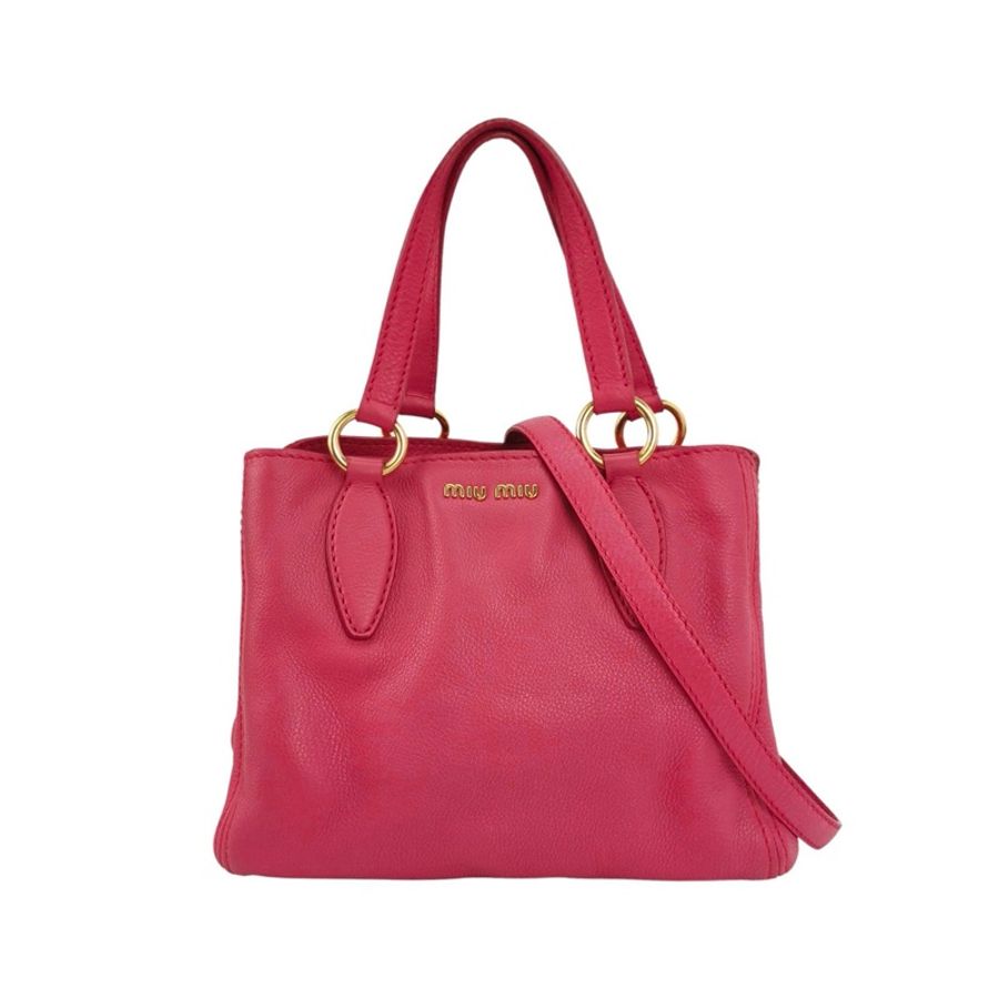 💖 Miu Miu 牛皮純色字母Logo單肩包 義大利奢華品牌 Miu Miu-0