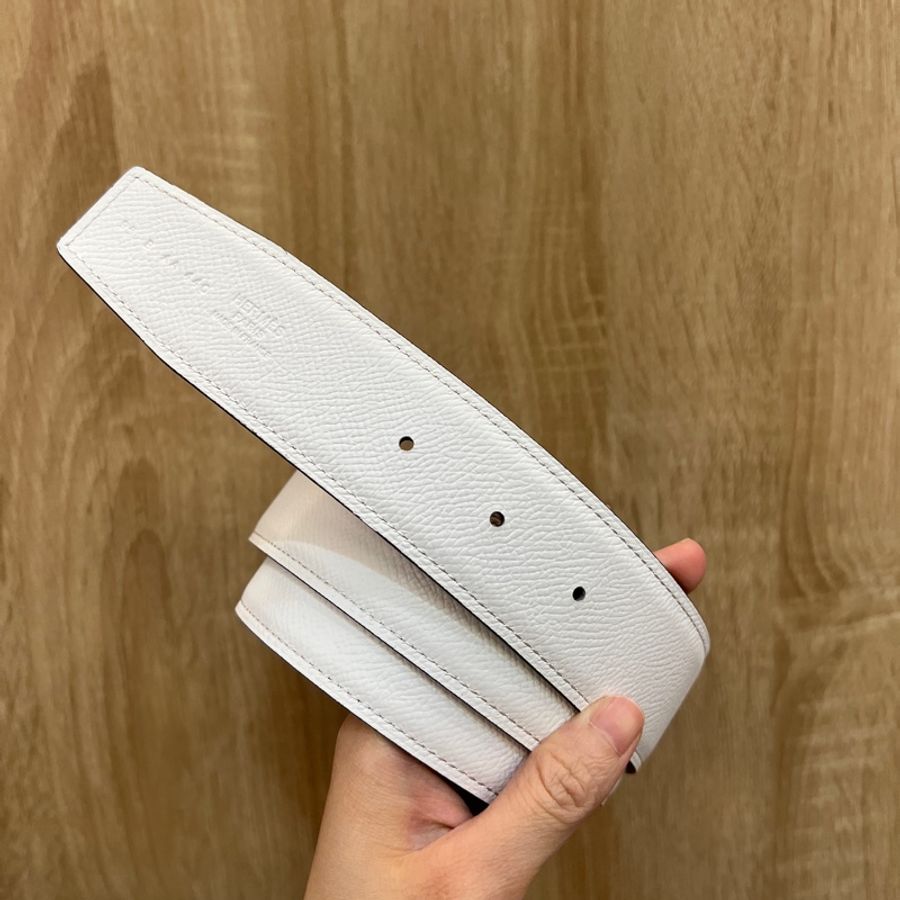 Hermes 白Epsom皮金棕雙面用皮帶-0