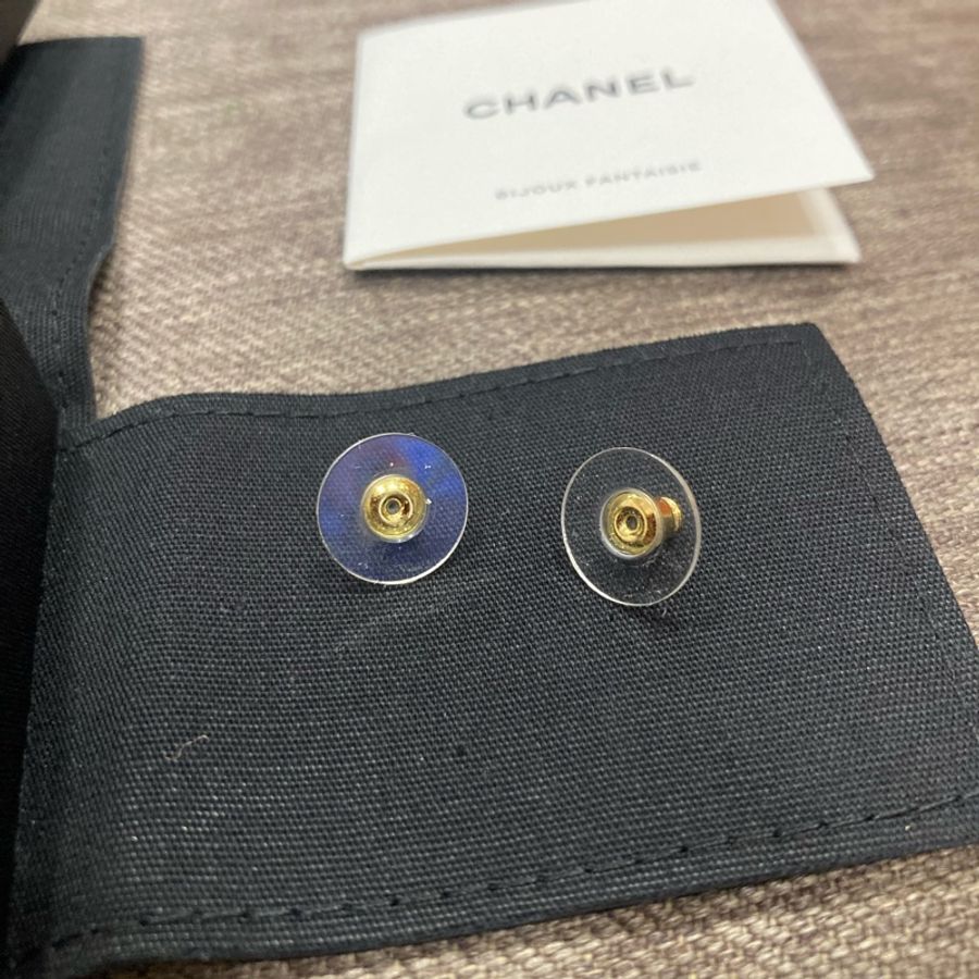 香奈兒chanel 黑珠珠串起 大logo 耳針 耳環 二手商品🇹🇼-8