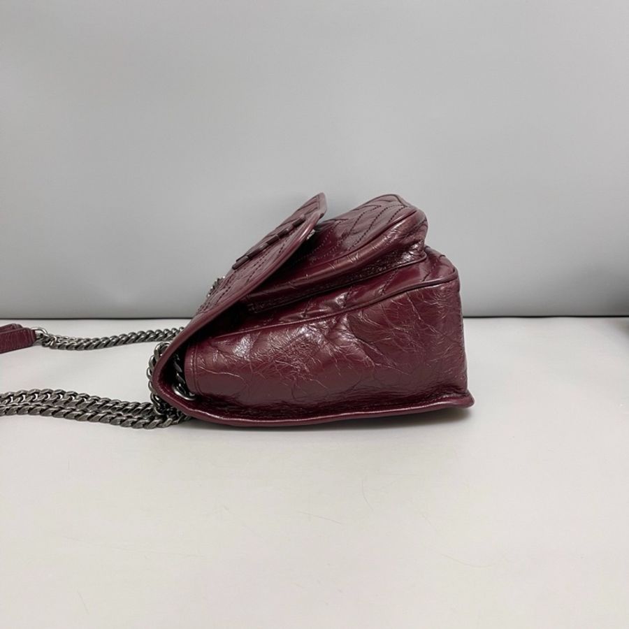 Saint Laurent YSL Niki中號 酒紅色全皮郵差包-6