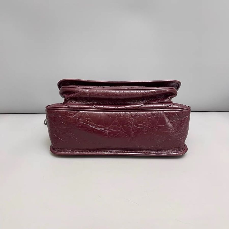 Saint Laurent YSL Niki中號 酒紅色全皮郵差包-7