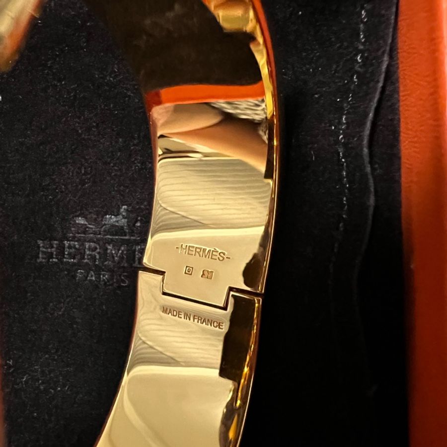 Hermes Clic H Logo 琺瑯寛版手環/PM 玫瑰色-19