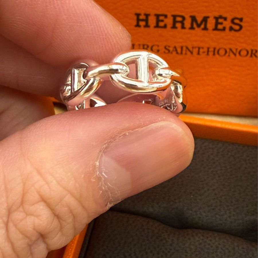 全新 Hermes 愛馬仕 豬鼻子戒指 男女可佩戴 大尺寸 55-7