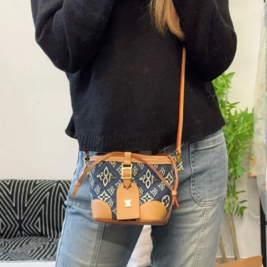 Louis Vuitton 路易威登 Noe Purse系列 斜挎包 燒麥包 織布 彩色 底長11.5*12-2