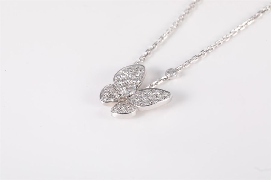 VAN CLEEF&ARPELS(梵克雅寶) 滿鑽 蝴蝶 項鏈18K白金 18K白金/鑽石 項鏈 白金 18K-1