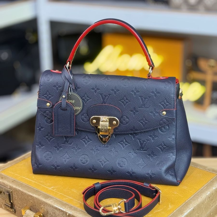 Louis Vuitton 深藍牛皮原花壓紋George MM手提/斜背🏌🏻‍♀️穩重氣質-0