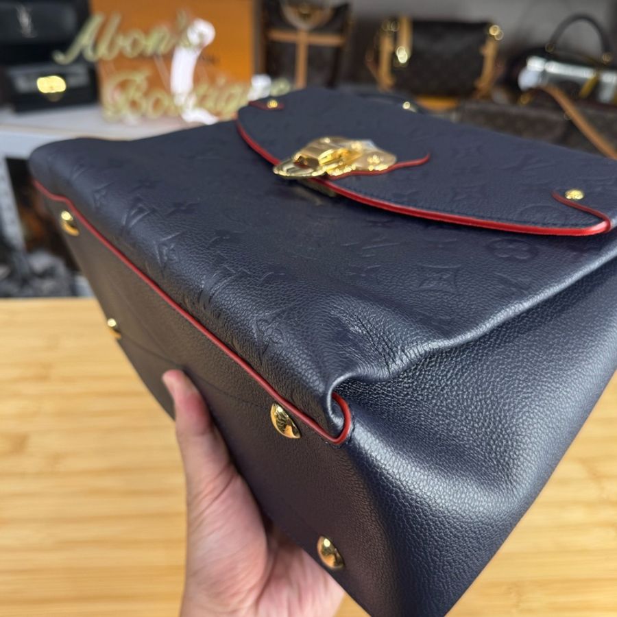 Louis Vuitton 深藍牛皮原花壓紋George MM手提/斜背🏌🏻‍♀️穩重氣質-6