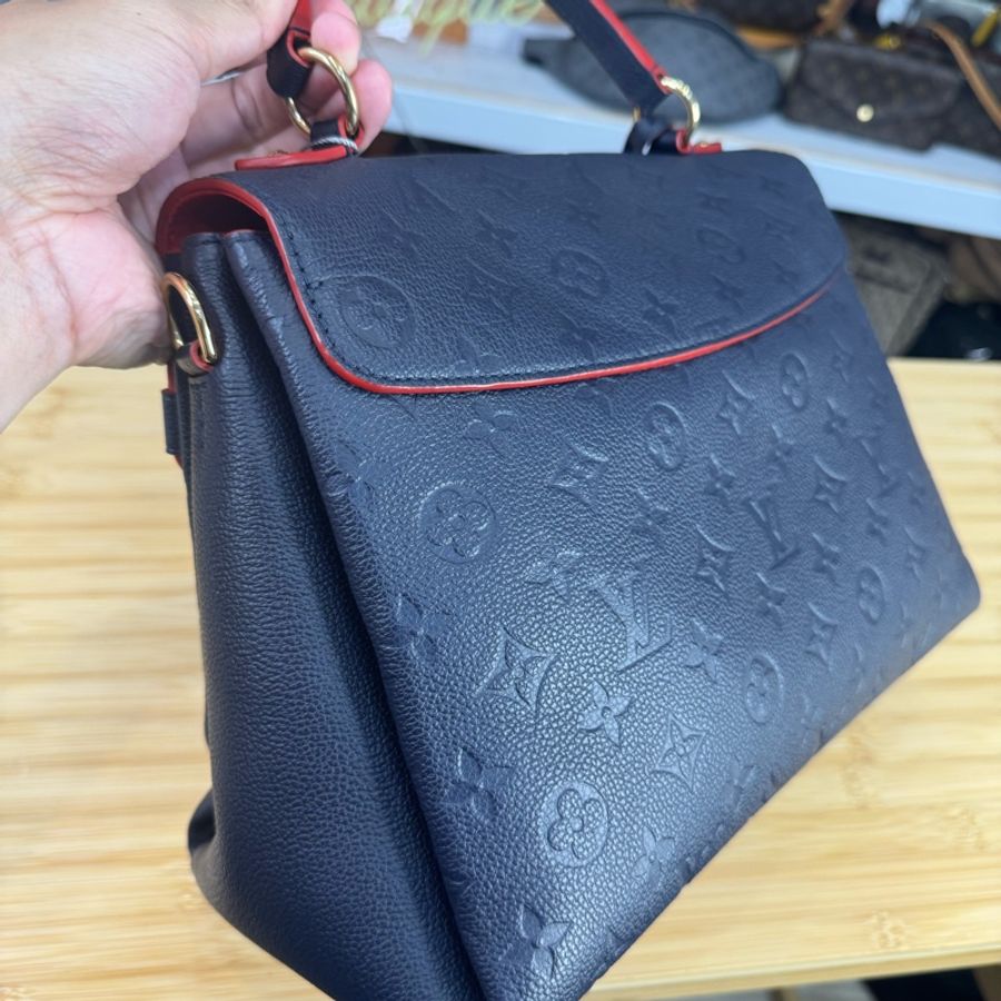 Louis Vuitton 深藍牛皮原花壓紋George MM手提/斜背🏌🏻‍♀️穩重氣質-13
