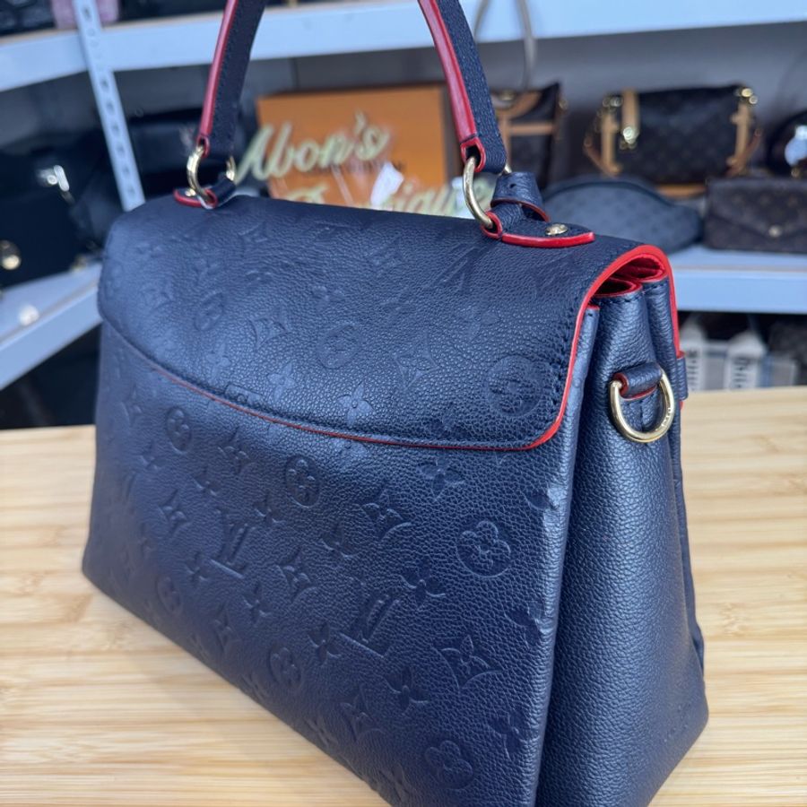 Louis Vuitton 深藍牛皮原花壓紋George MM手提/斜背🏌🏻‍♀️穩重氣質-14