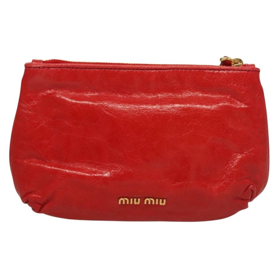 【日本直送】Miu Miu 配件包 皮革 紅色 金色 正品 ac3852-1