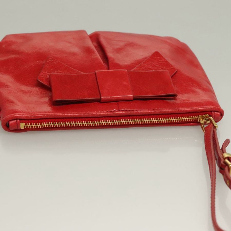 【日本直送】Miu Miu 配件包 皮革 紅色 金色 正品 ac3852-5