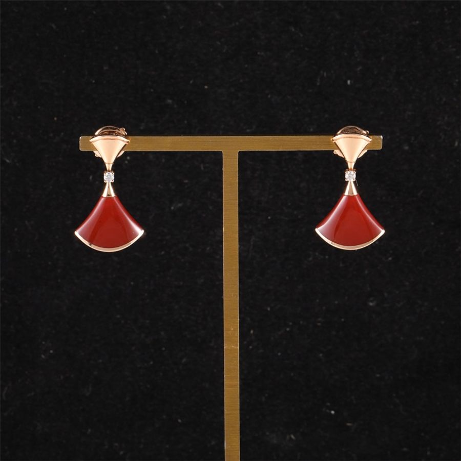 BVLGARI(寶格麗) DIVAS’DREAM 18k 鑲鑽 紅玉髓 扇子耳環 18K玫瑰金/鑽石/紅玉髓 玫瑰金-0