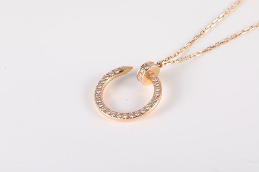 CARTIER(卡地亞) JUSTE UN CLOU 18K金釘子滿鑽 鏈墜 18K玫瑰金/鑽石 項鏈 玫瑰金-1