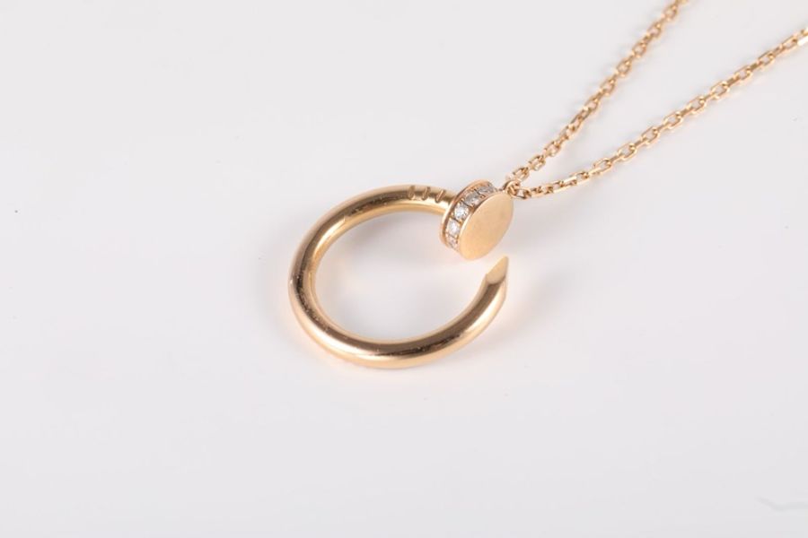 CARTIER(卡地亞) JUSTE UN CLOU 18K金釘子滿鑽 鏈墜 18K玫瑰金/鑽石 項鏈 玫瑰金-2