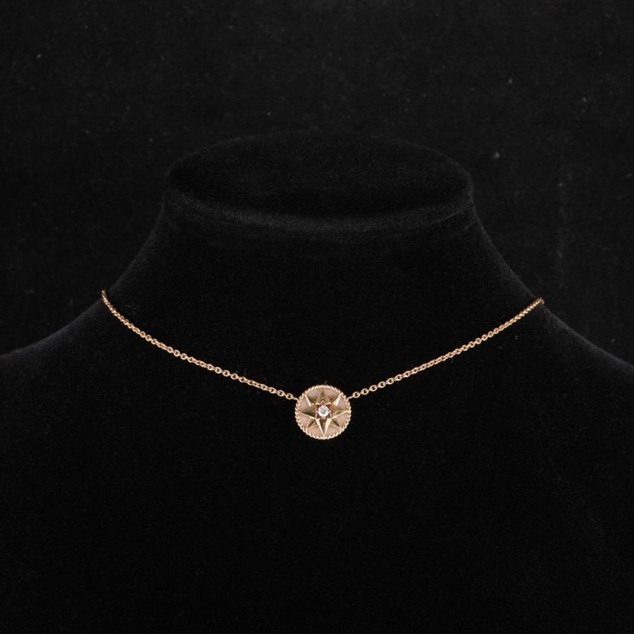 DIOR(迪奧) 18K玫瑰金 鑽石 玫瑰金 ROSE DES VENTS 八芒星 羅盤 項鏈 18K-0