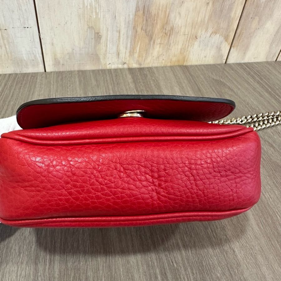 Gucci 323190 紅色牛皮流蘇斜背包 SoHo-5