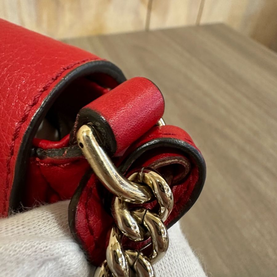 Gucci 323190 紅色牛皮流蘇斜背包 SoHo-17