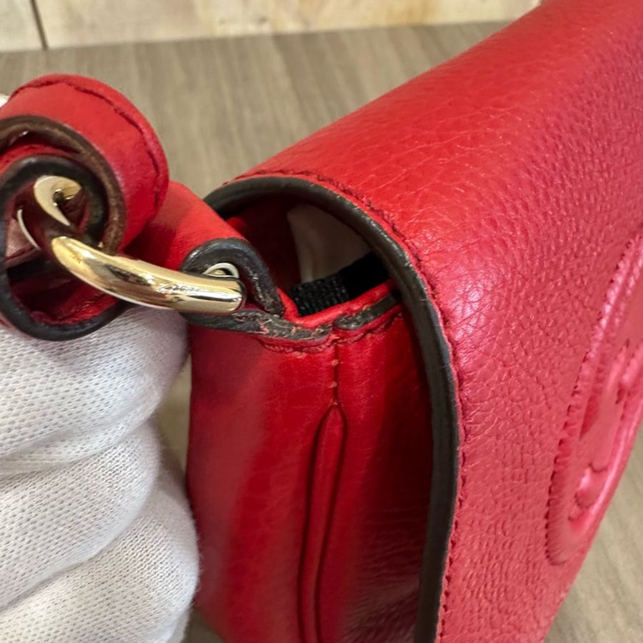 Gucci 323190 紅色牛皮流蘇斜背包 SoHo-18