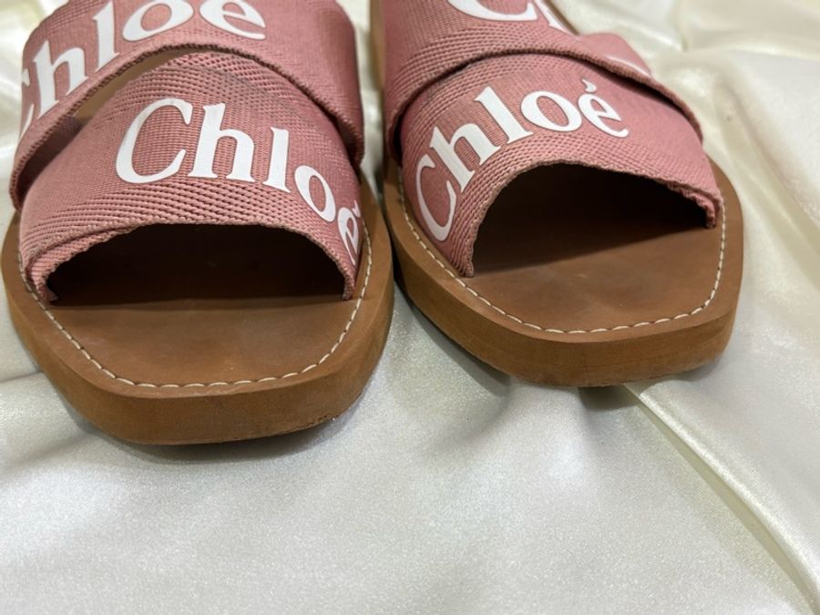 Chloe woody 編織拖鞋 粉色-5