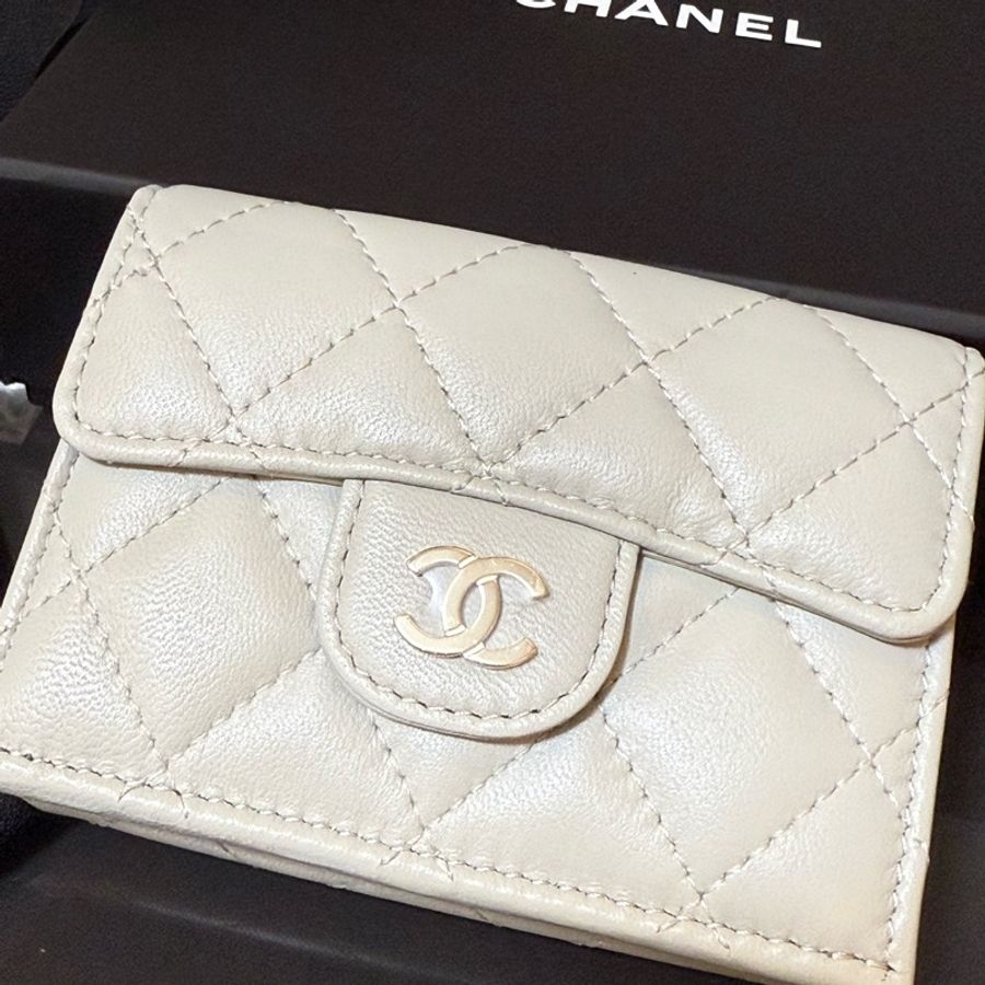 CHANEL 短夾 灰色 淺灰 灰藍-4