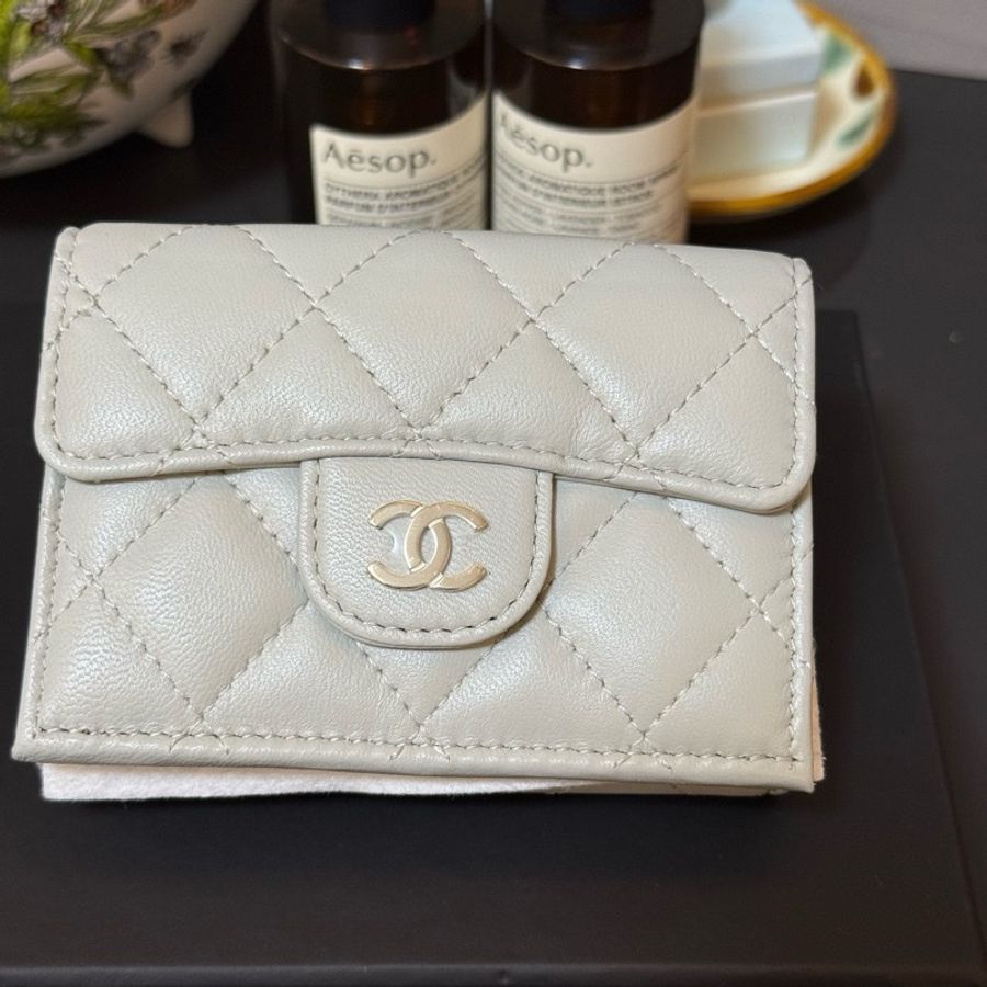 CHANEL 短夾 灰色 淺灰 灰藍-11