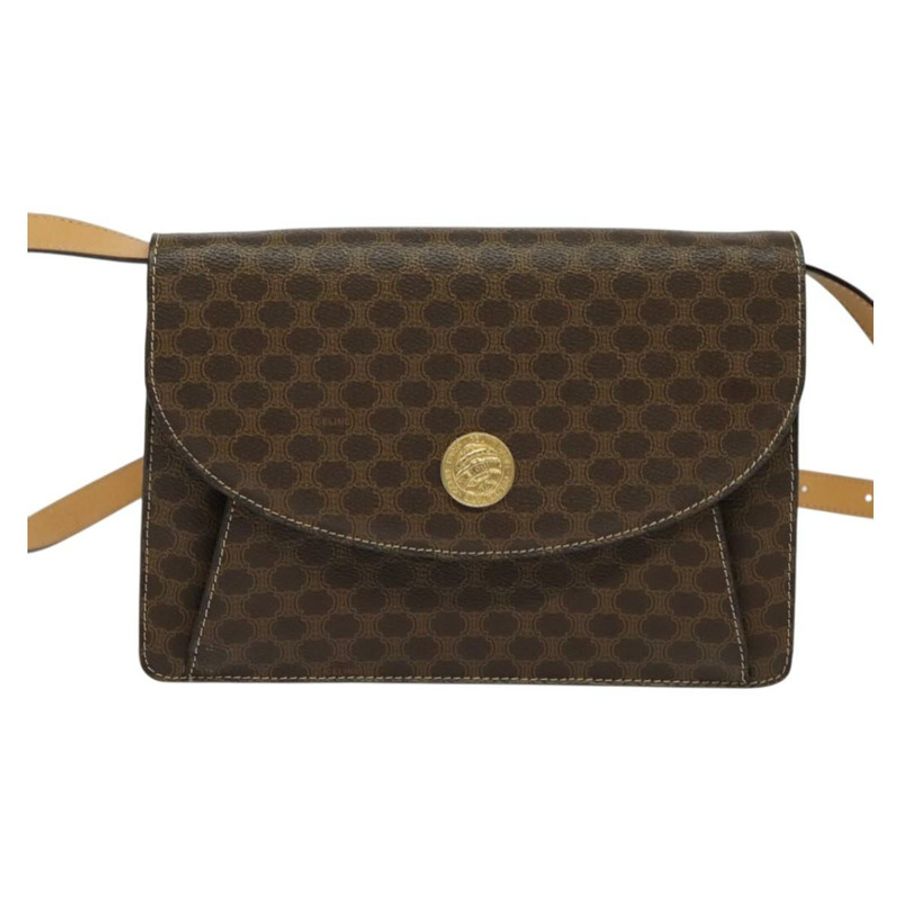 【日本直送】CELINE Macadam帆布肩背包 PVC皮革 棕色 金色 正品 132703-12