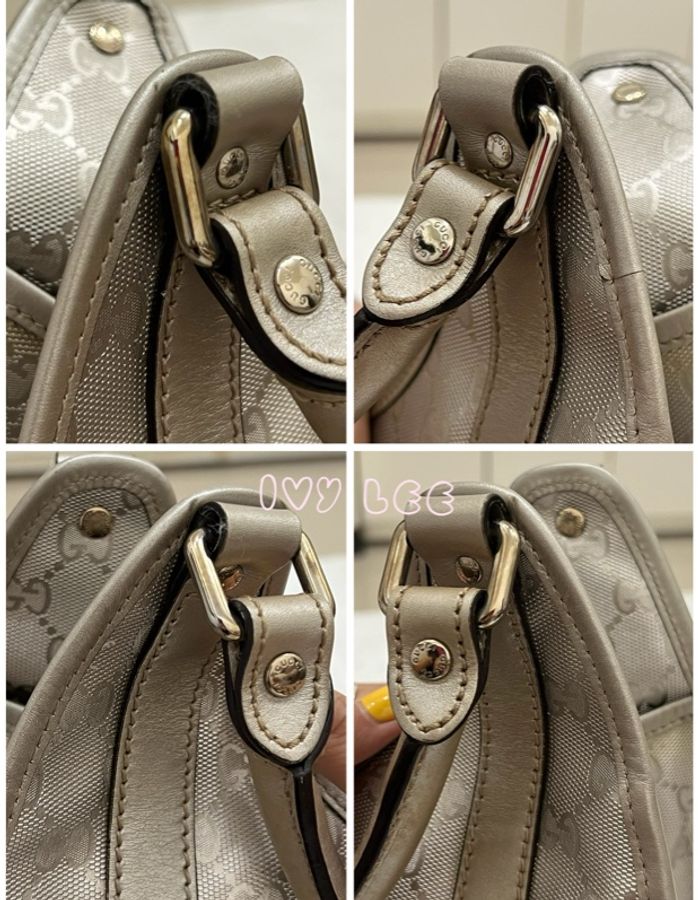 GUCCI 手提包 單肩包 Gucci Sima 203494 銀色 正品 二手精品-14