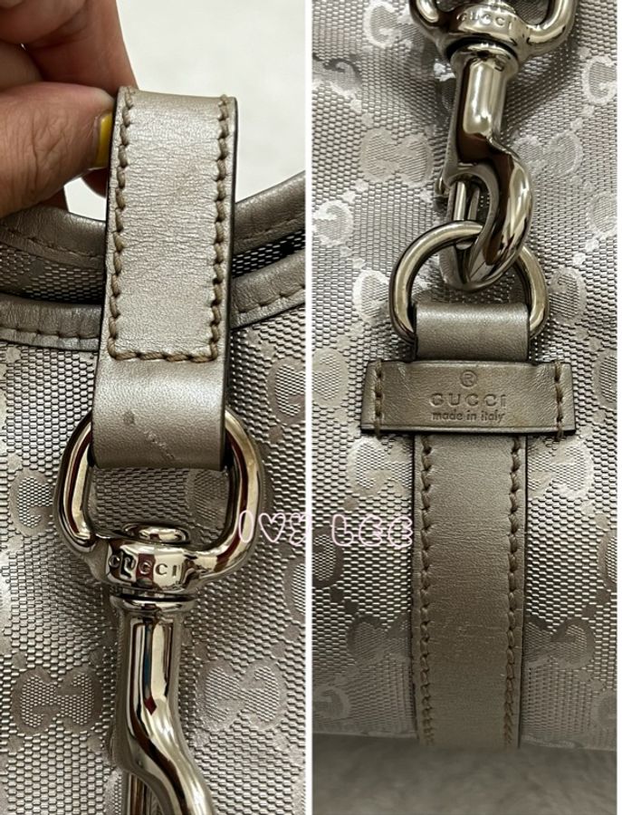 GUCCI 手提包 單肩包 Gucci Sima 203494 銀色 正品 二手精品-15