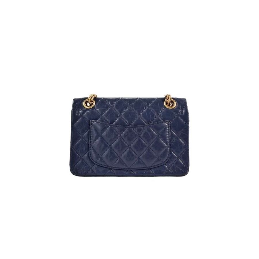 CHANEL/香奈兒 2.55 口蓋包 油臘牛皮 藍色 mini 19*12-6