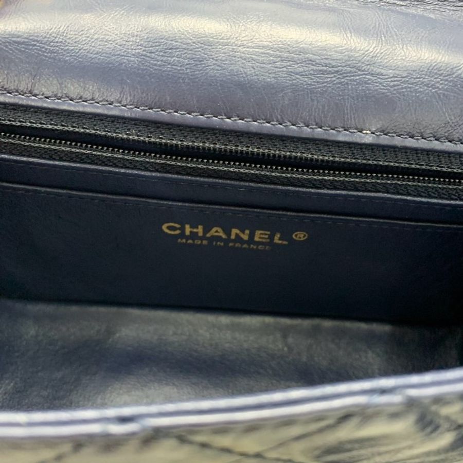 CHANEL/香奈兒 2.55 口蓋包 油臘牛皮 藍色 mini 19*12-8