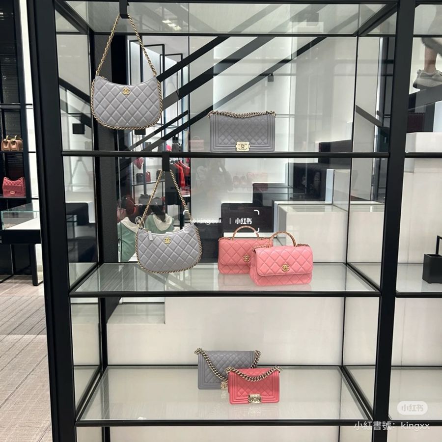 CHANEL/香奈兒 Hobo 嬉皮包 羊皮 灰色 大號 undefined/芯片款 23.5*15 復古-4