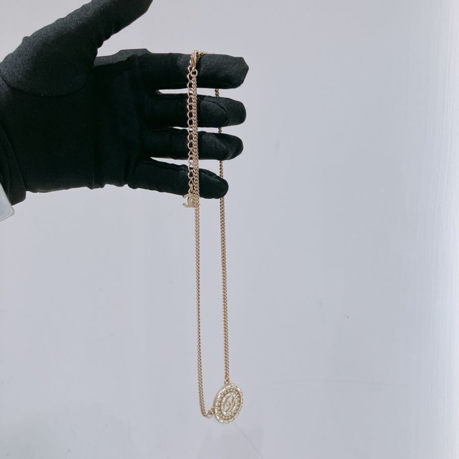 TK1765 Chanel 香奈兒Coco圓形復古設計頸鏈CoCo Mark Circle Necklace Pearl X GHW-12