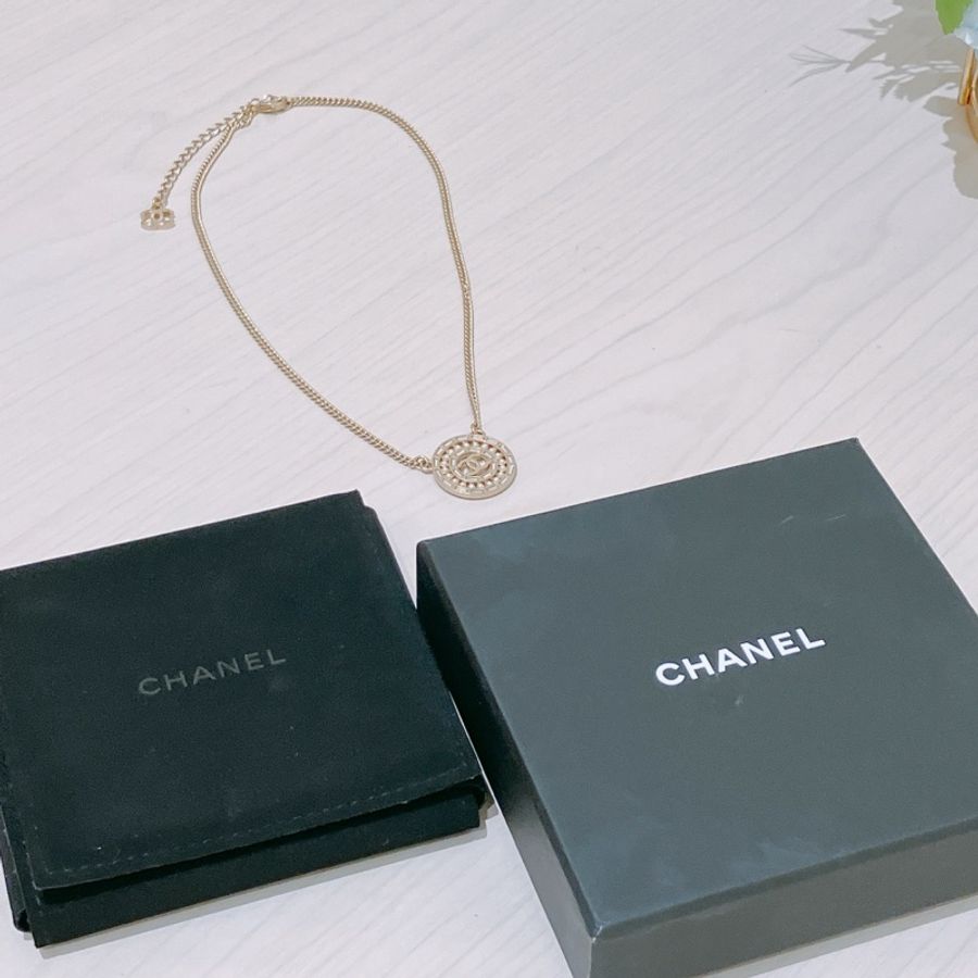 TK1765 Chanel 香奈兒Coco圓形復古設計頸鏈CoCo Mark Circle Necklace Pearl X GHW-15