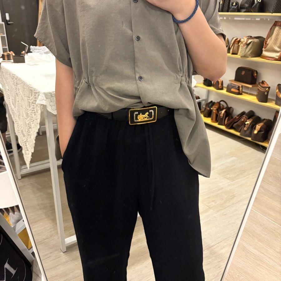 Celine 馬車腰帶 皮帶 黑金 中古 Vintage-17