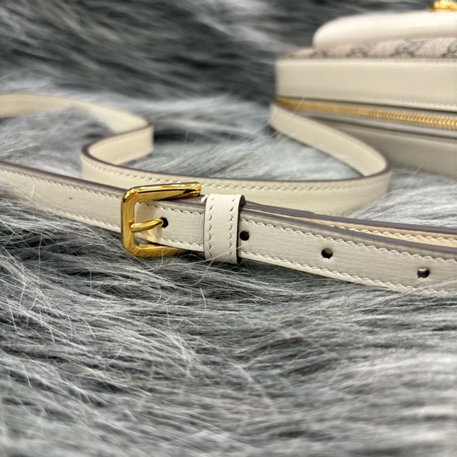 GUCCI 645454 Horsebit 1955 GG 咖啡色PU 乳白色牛皮 馬銜釦 拉鍊包 斜背包 相機包 肩背包-28