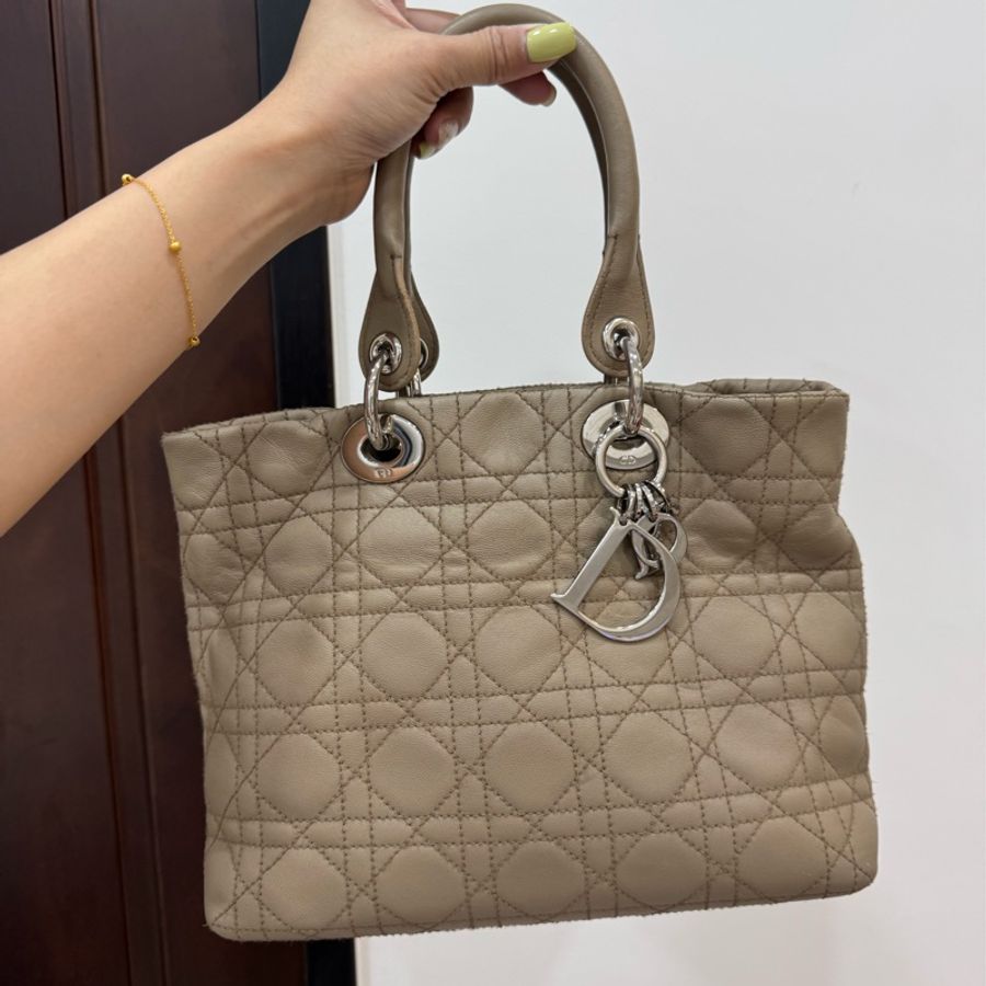 lady dior 迪奧 七格 奶茶色 戴妃包 戴菲包 手提包-0