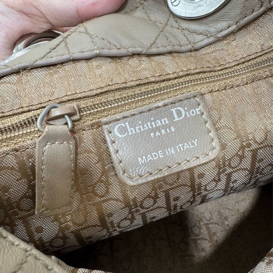 lady dior 迪奧 七格 奶茶色 戴妃包 戴菲包 手提包-20