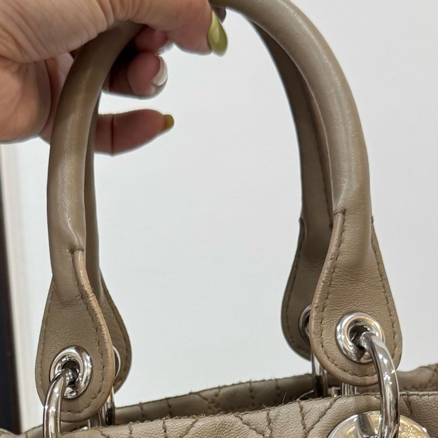 lady dior 迪奧 七格 奶茶色 戴妃包 戴菲包 手提包-33