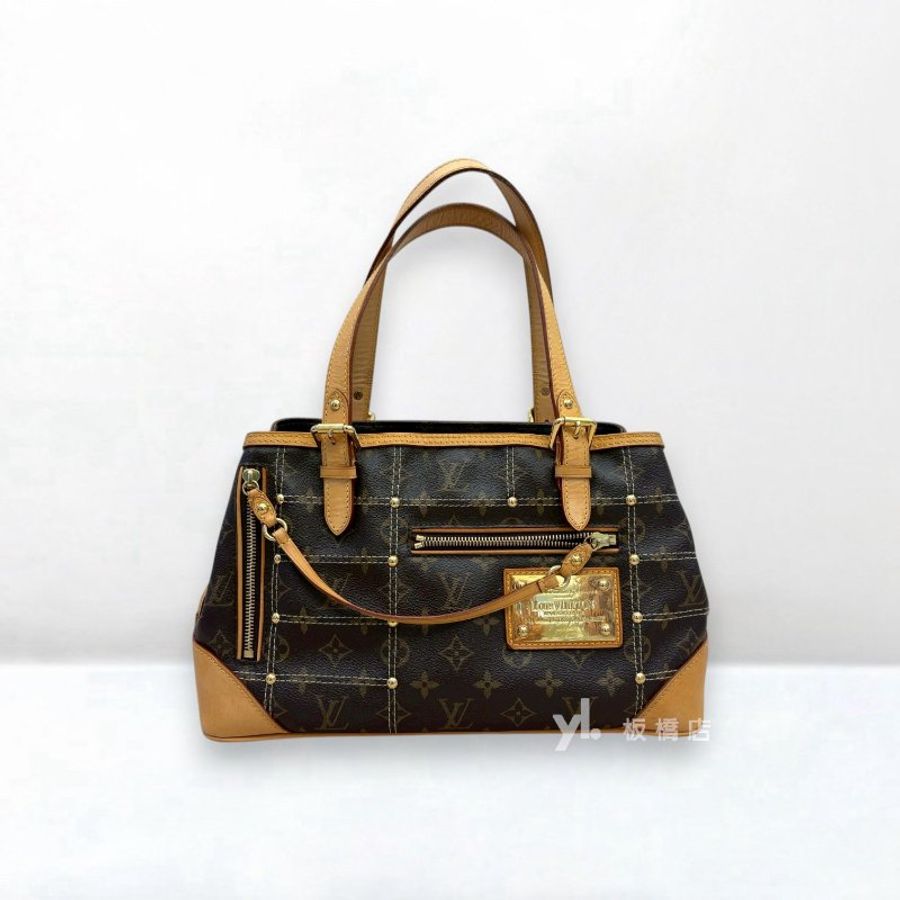 LV 原花鉚釘金牌單肩托特包 M40140-1