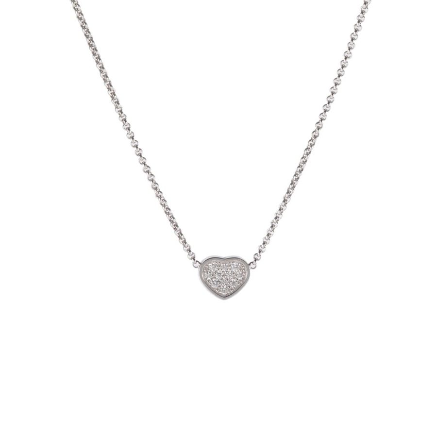 CHOPARD(肖邦) 18K白金 鑽石 白金 My Happy Hearts系列 愛心吊墜鑲鑽 項鏈 18K-6