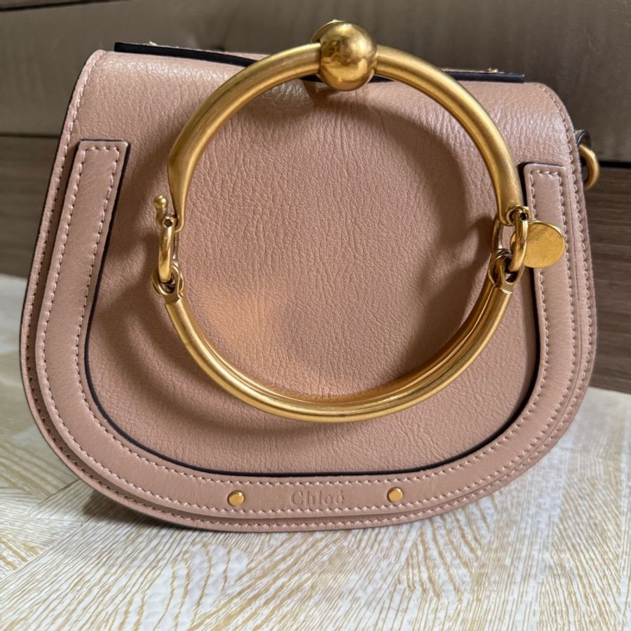 chloe 粉色手提斜背兩用包-0