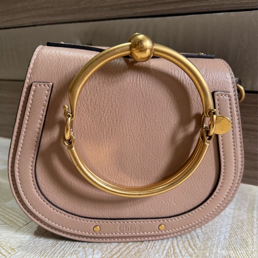 chloe 粉色手提斜背兩用包-5