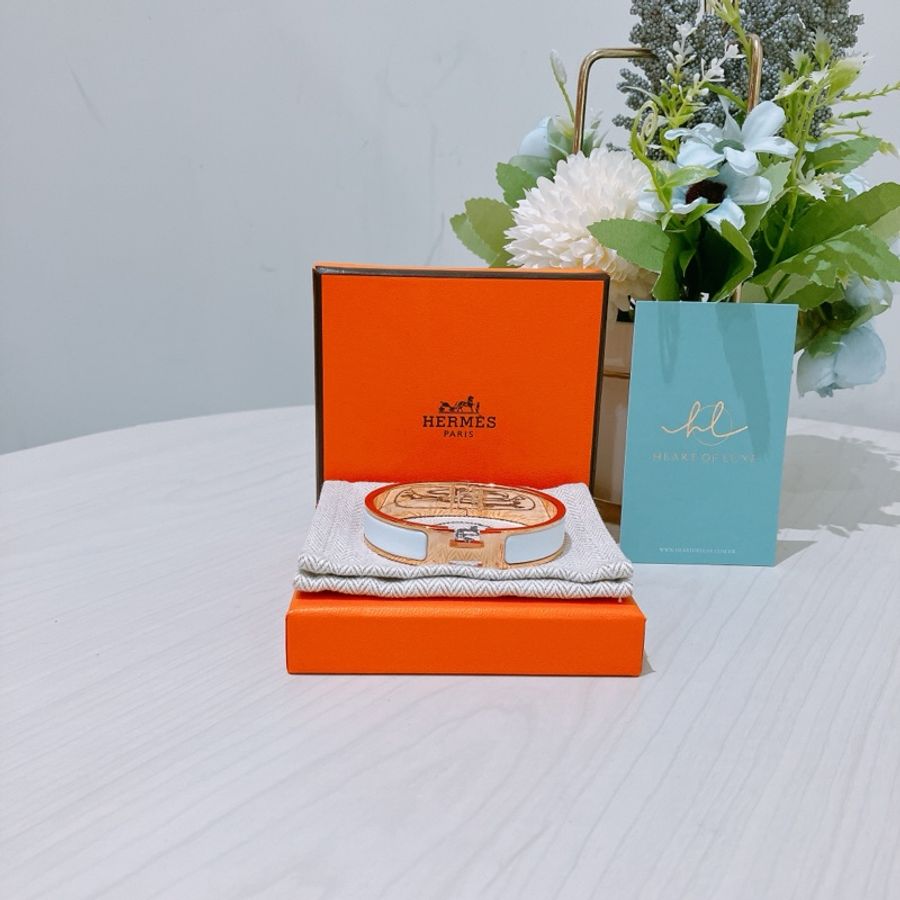 TK1775 Hermes 愛馬仕手鐲 白色玫瑰金扣 Clic H Bracelet PM Blanc X RGHW-10