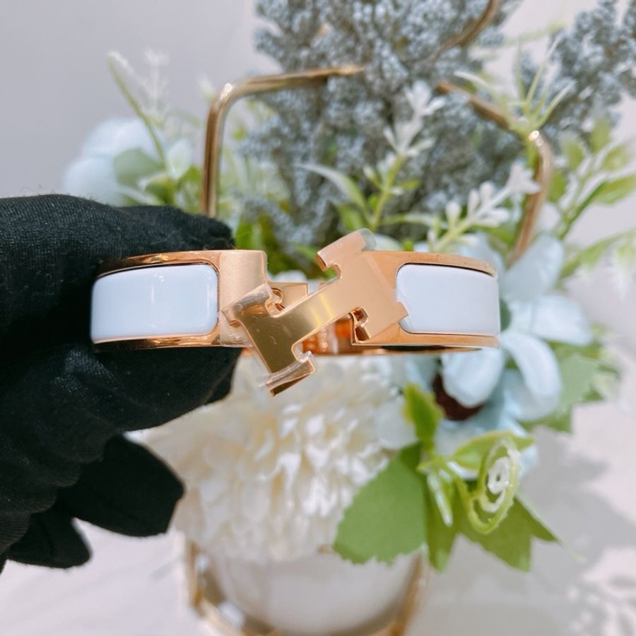TK1775 Hermes 愛馬仕手鐲 白色玫瑰金扣 Clic H Bracelet PM Blanc X RGHW-25