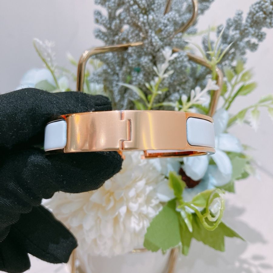 TK1775 Hermes 愛馬仕手鐲 白色玫瑰金扣 Clic H Bracelet PM Blanc X RGHW-33