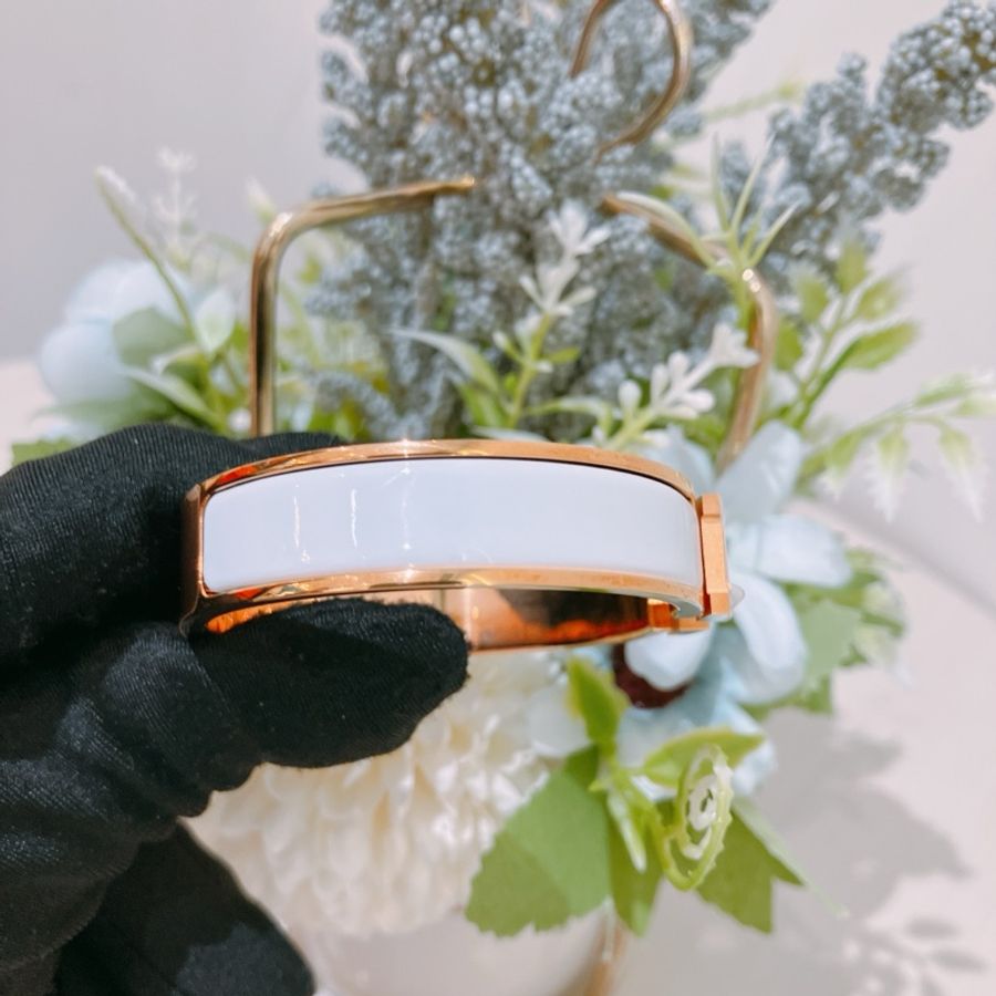 TK1775 Hermes 愛馬仕手鐲 白色玫瑰金扣 Clic H Bracelet PM Blanc X RGHW-34